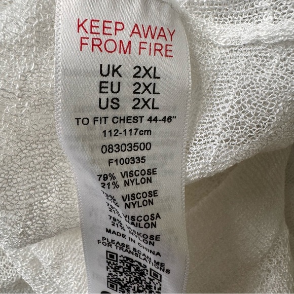 ASOS White Sheer Scoop Neck Long Sleeve Shirt Size 2XL NWT - Picture 7 of 7